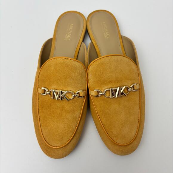 Michael Kors Tiffanie Yellow & Gold Suede Flats Casual Mules women’s size 7 - Picture 2 of 6